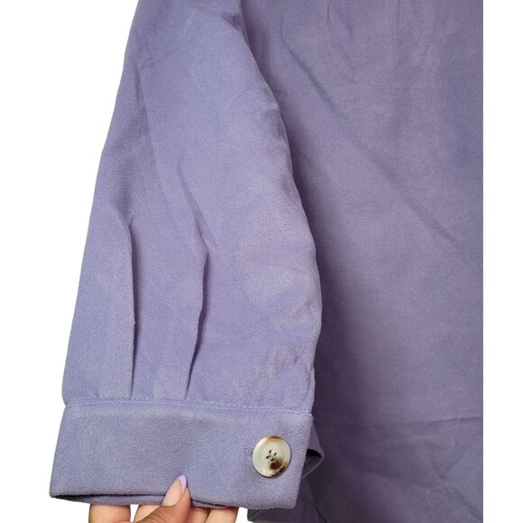 Women Oversized Button-Up Shirt Jacket With Flap Pockets & Collared Neckline XXL - Picture 7 of 11